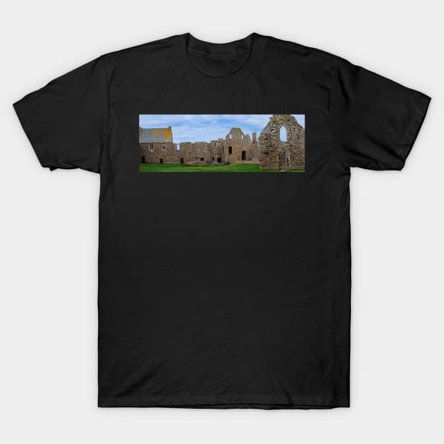 Panorama of Dunnottar castle in Aberdeenshire, Scotland T-Shirt by Dolfilms